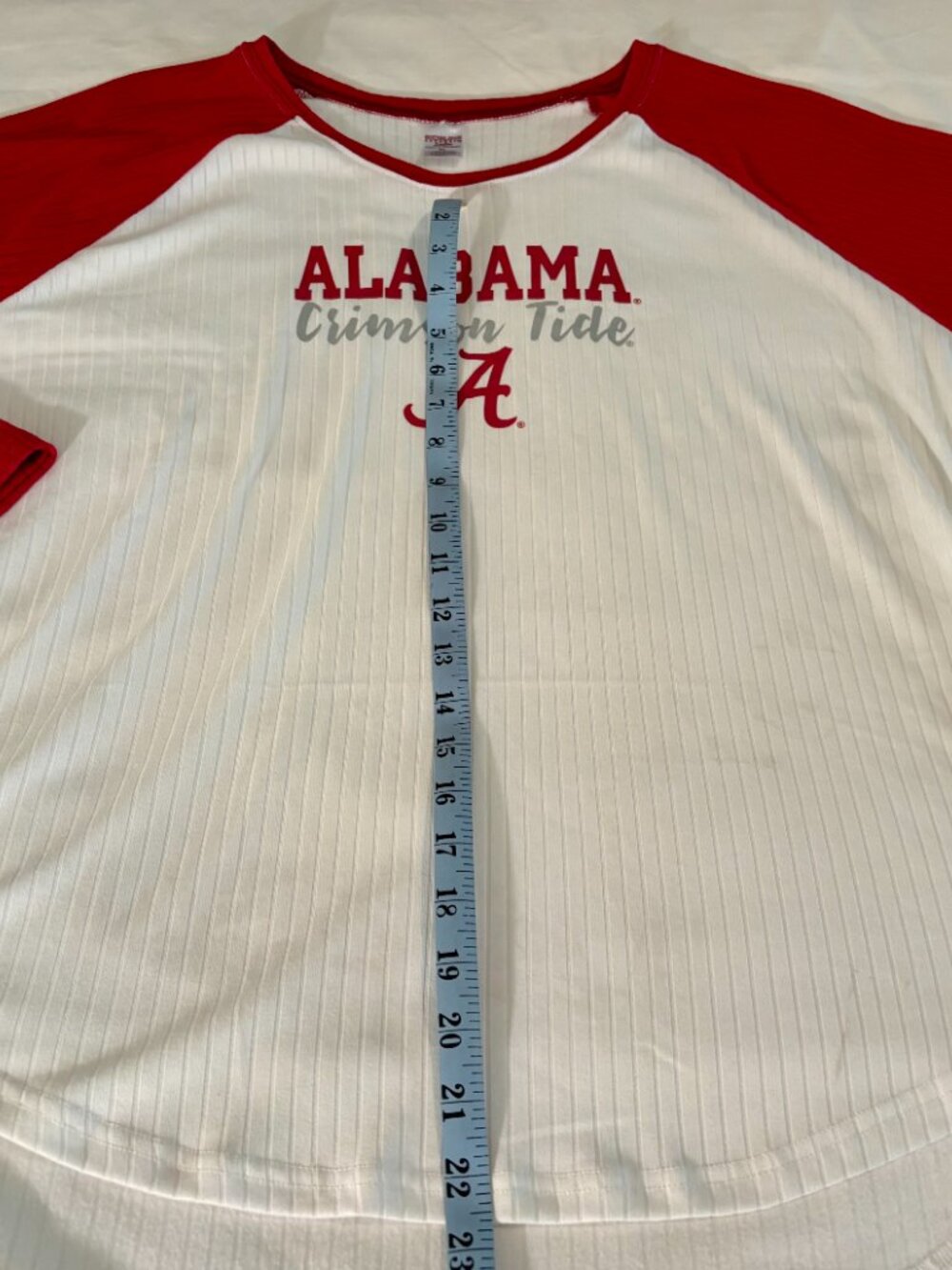 Alabama Crimson Tide Ribbed Knit 3/4 Sleeve Top XL Red White Hi-Low Hem Sideline - Picture 12 of 16